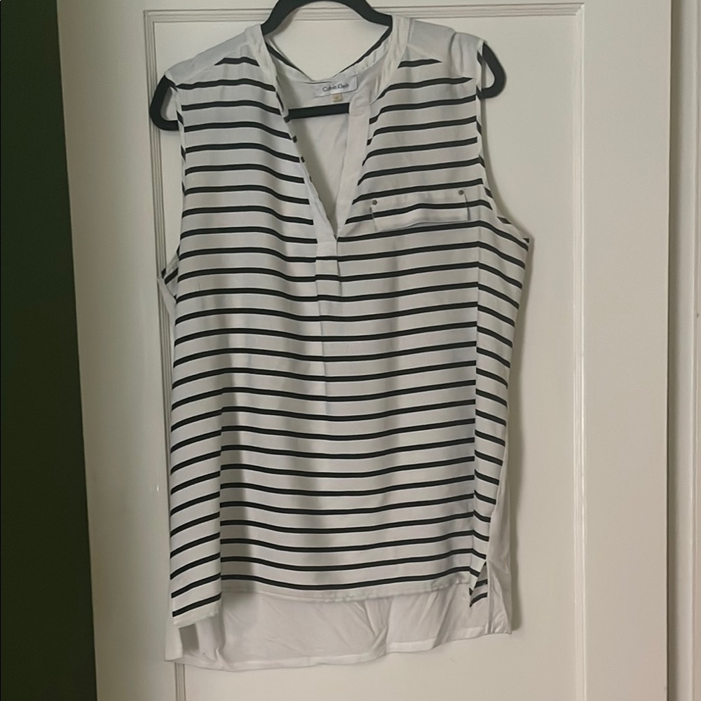 Calvin Klein Black and White Boxy Blouse